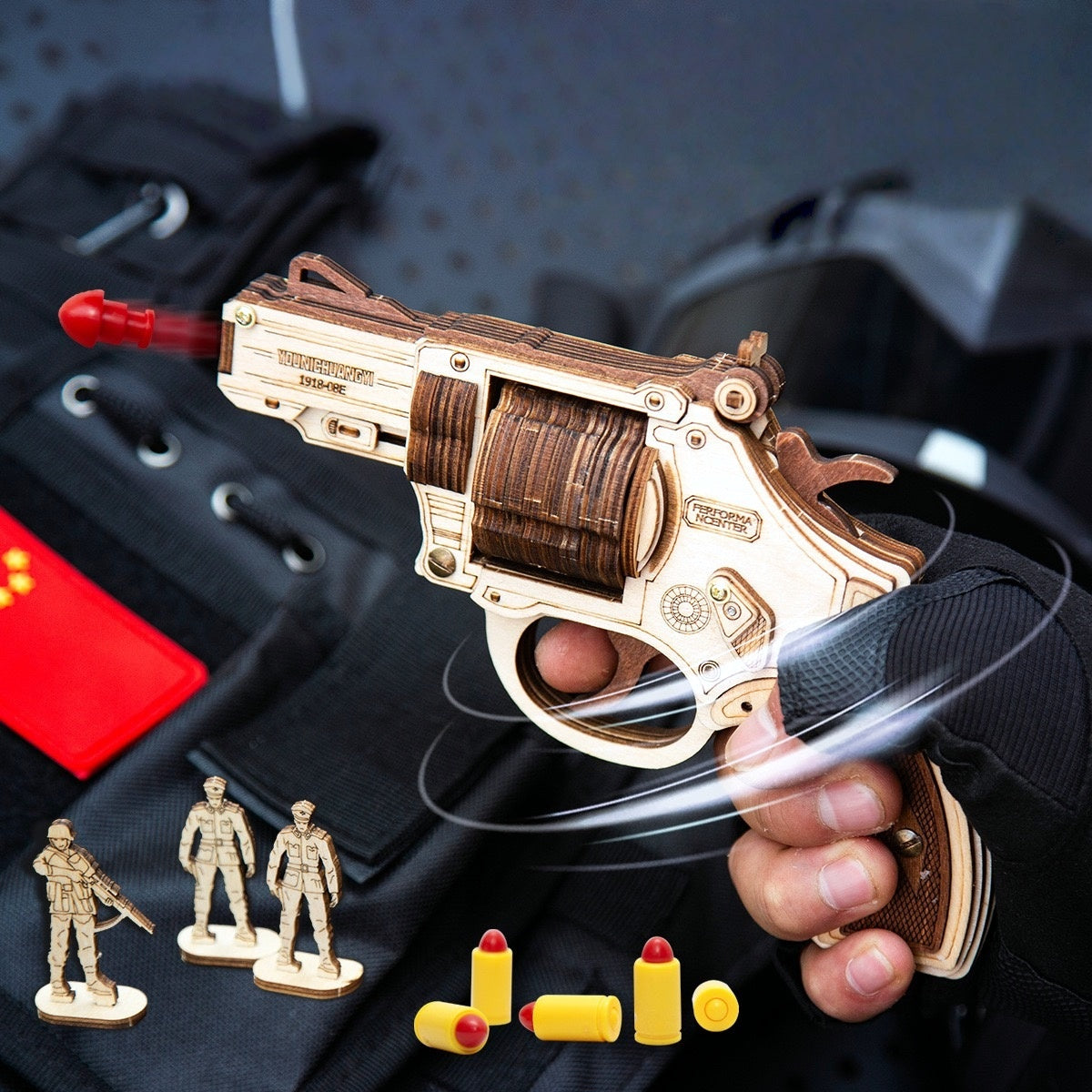 Wooden DIY Revolver Puzzle Kit