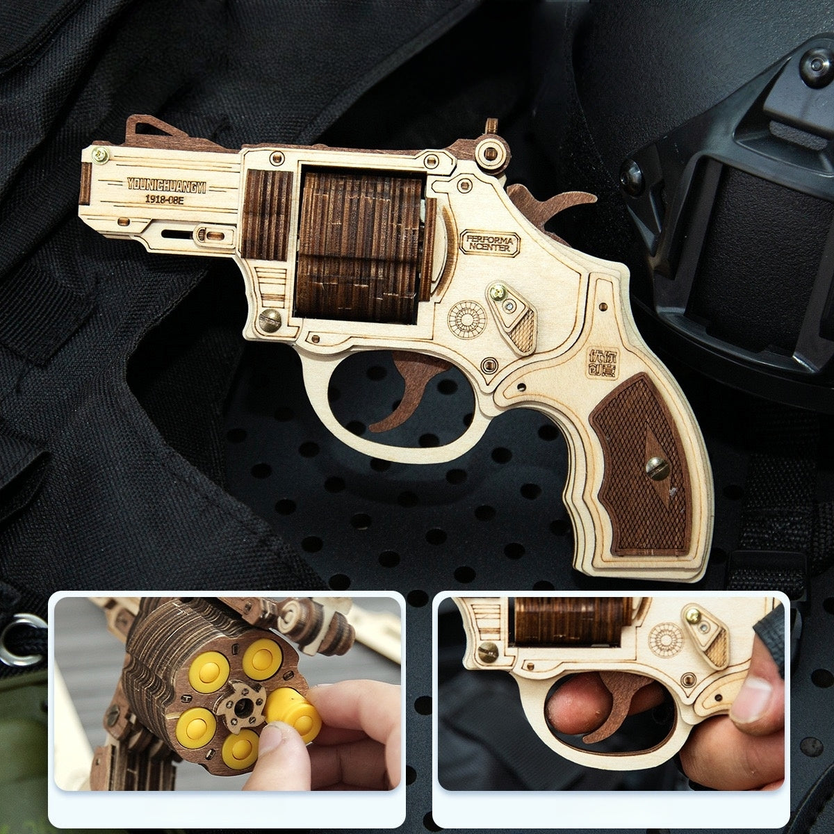 Wooden DIY Revolver Puzzle Kit