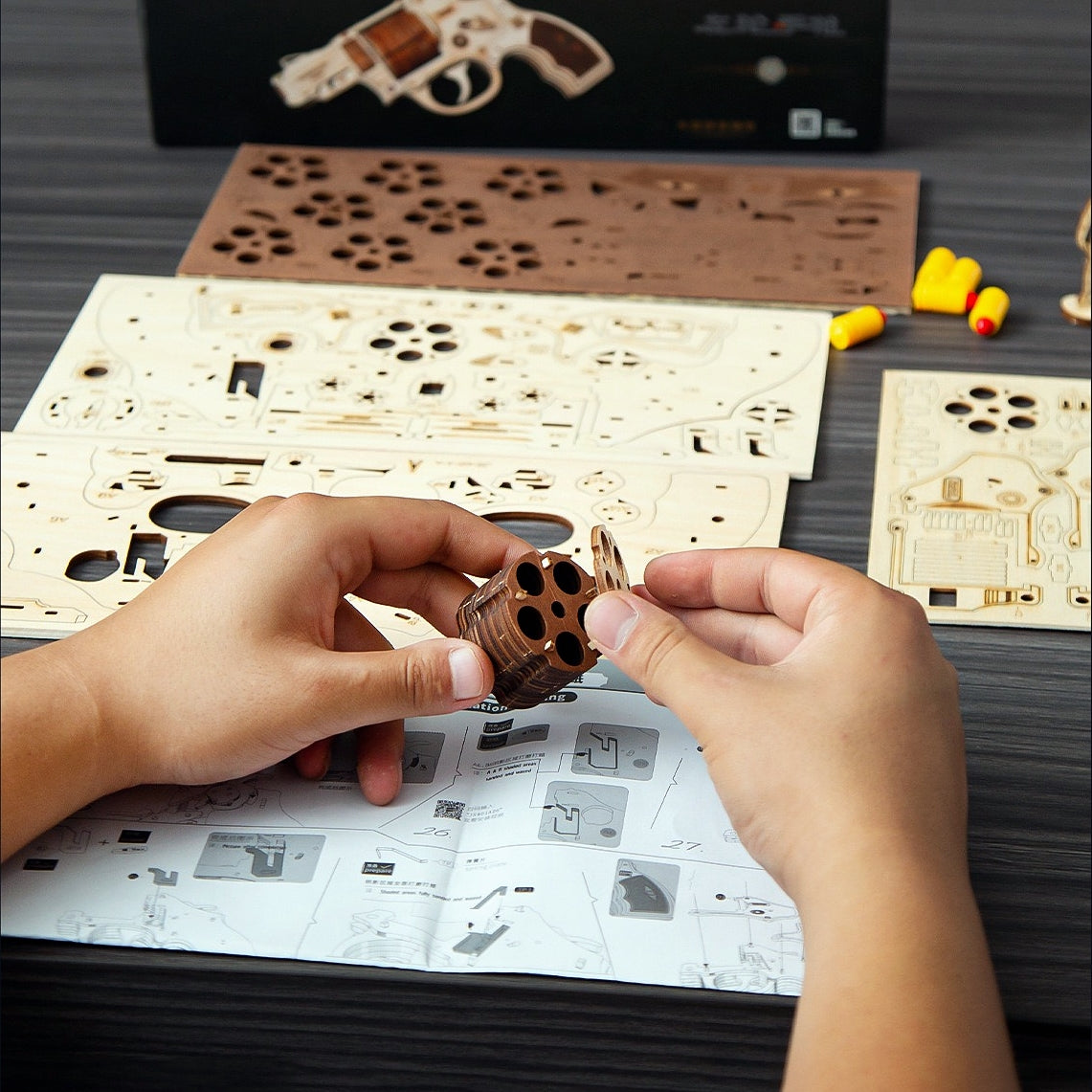 Wooden DIY Revolver Puzzle Kit
