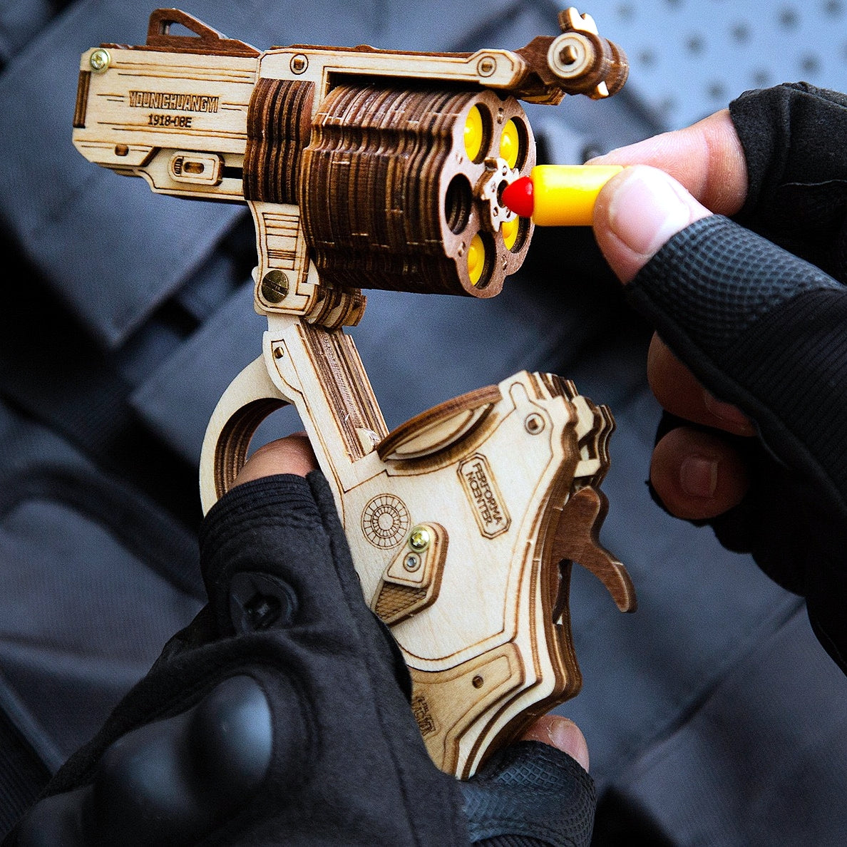 Wooden DIY Revolver Puzzle Kit
