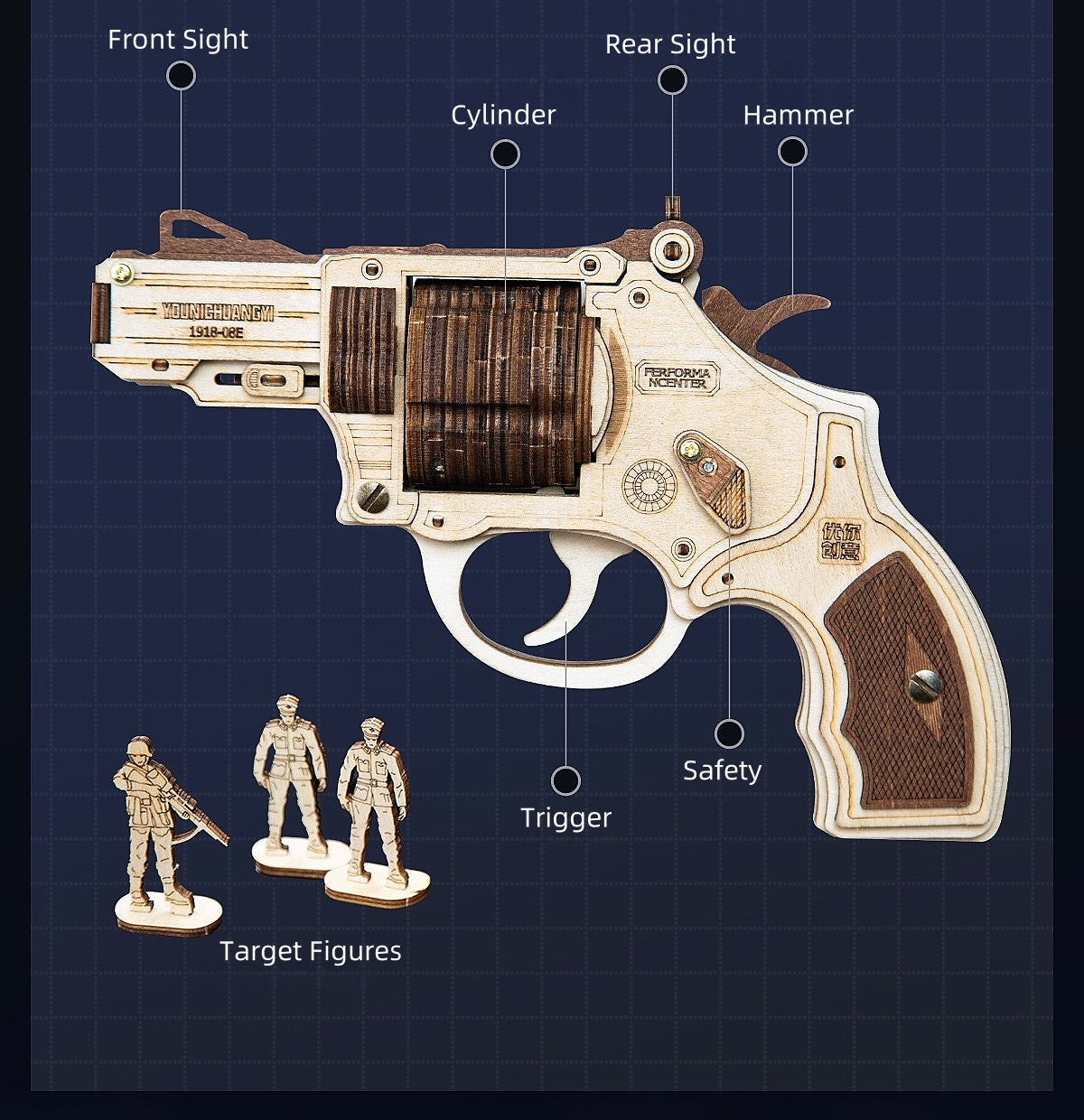 Wooden DIY Revolver Puzzle Kit