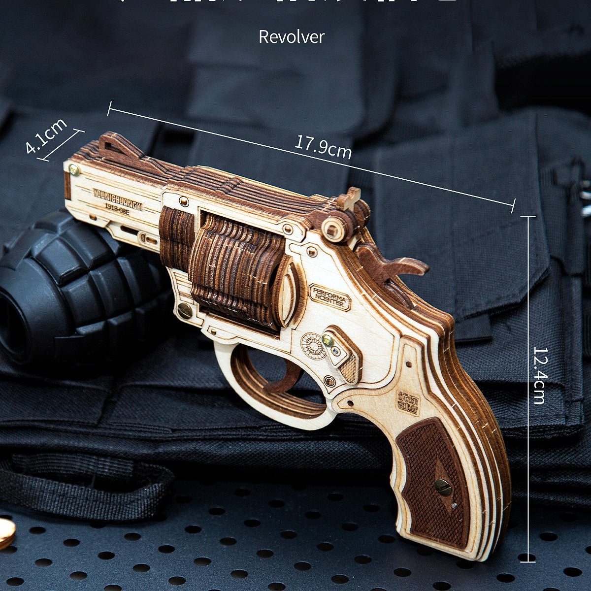 Wooden DIY Revolver Puzzle Kit
