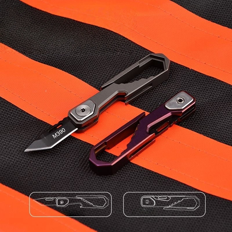 EDC Folding Pocket Knife with Keychain & Hex Wrench