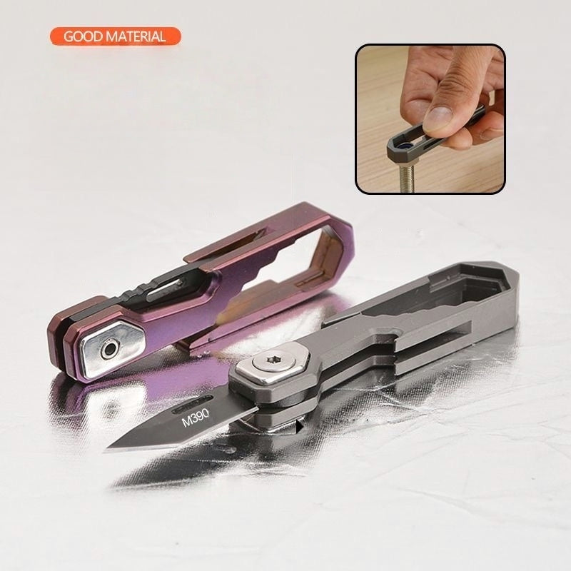 EDC Folding Pocket Knife with Keychain & Hex Wrench