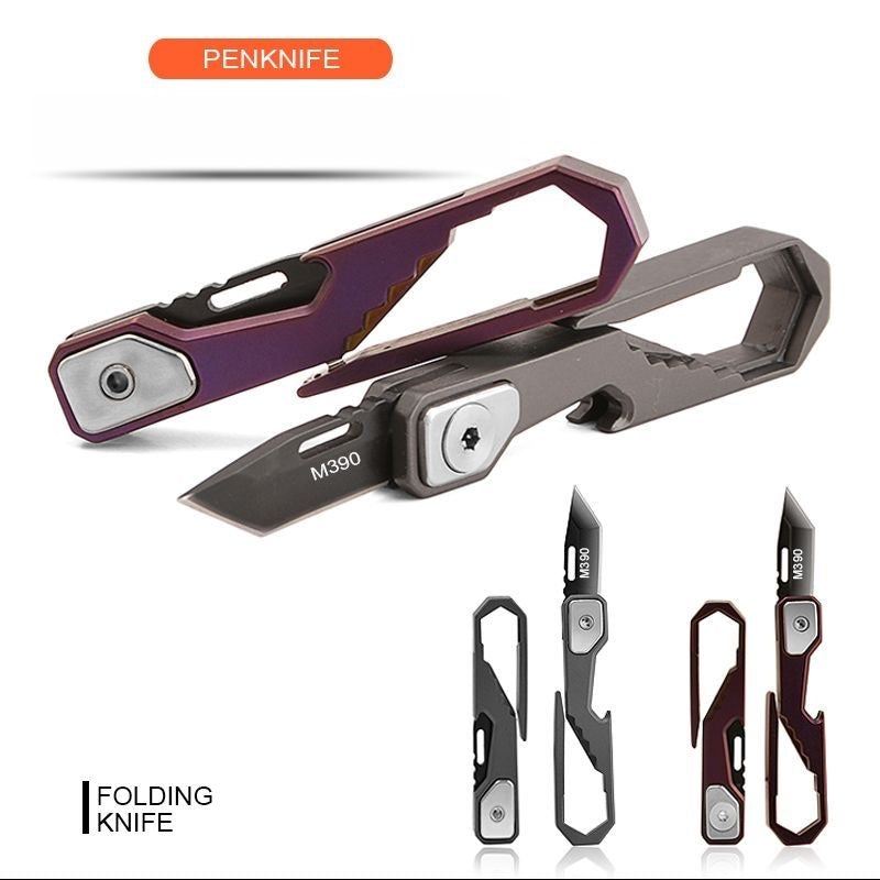 EDC Folding Pocket Knife with Keychain & Hex Wrench