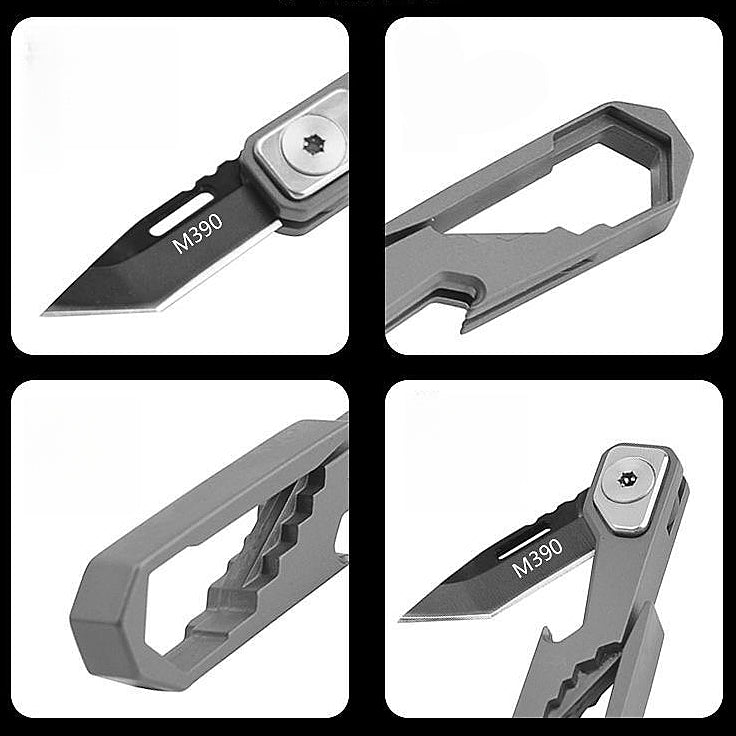 EDC Folding Pocket Knife with Keychain & Hex Wrench
