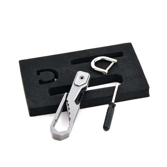 EDC Folding Pocket Knife with Keychain &amp; Hex Wrench