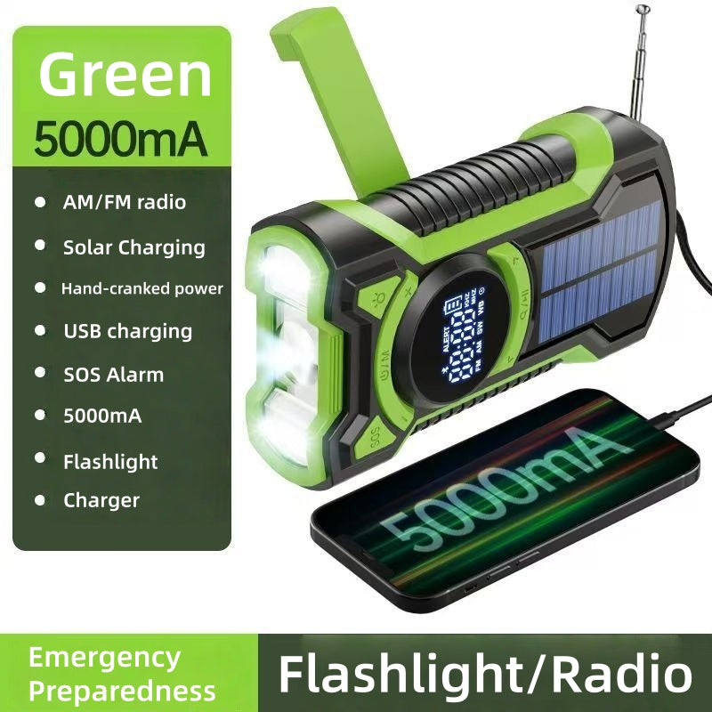 Multi flashlight | Hand Crank &Solar Power Bank for Camping, Hiking & Outdoor Adventures