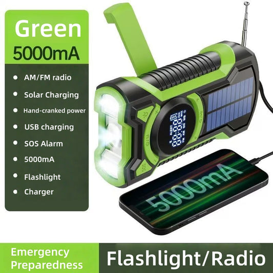 Multi flashlight | Hand Crank &Solar Power Bank for Camping, Hiking & Outdoor Adventures