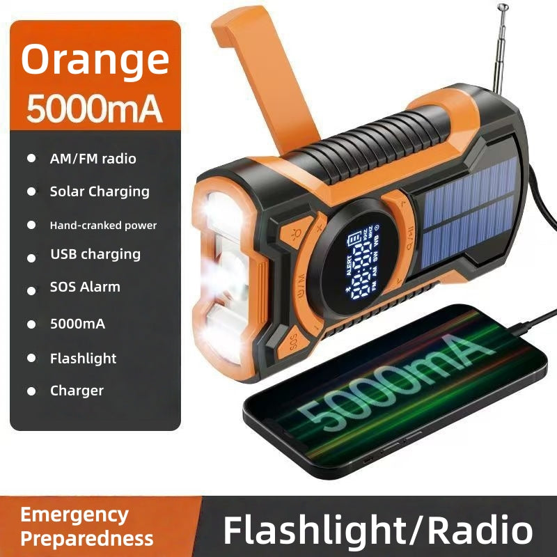 Multi flashlight | Hand Crank &Solar Power Bank for Camping, Hiking & Outdoor Adventures