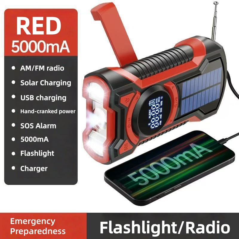 Multi flashlight | Hand Crank &Solar Power Bank for Camping, Hiking & Outdoor Adventures